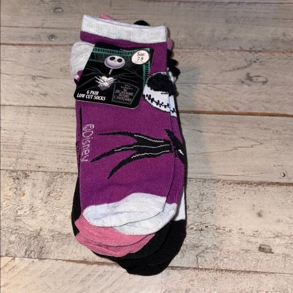 The Nightmare Before Christmas Jack Skellington Purple Low-Cut Socks - 6 Pack - Picture 1 of 10